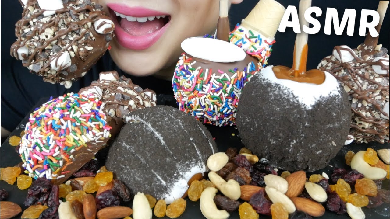 Gourmet Caramel Apples *Crunchy Crispy Eating Sounds NO TALKING ASMR | N.E Let's Eat