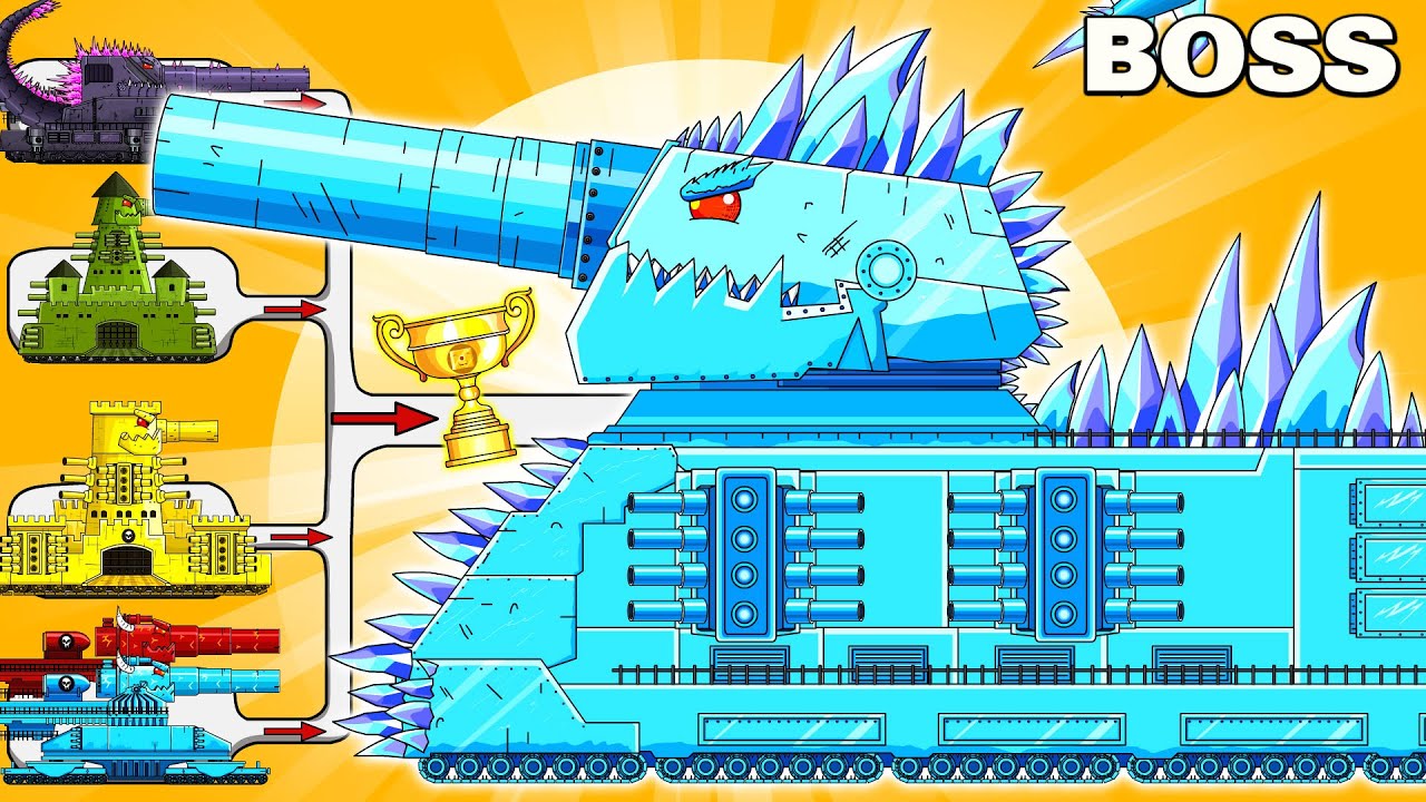MEGA BOSS: DORIAN MONSTER ICE  vs MEGA TANK - Cartoons about tank/Nina tank cartoon