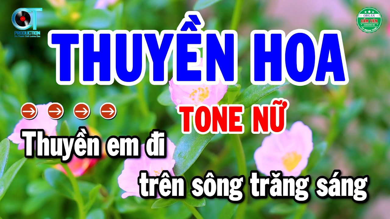 Karaoke Thuyền Hoa Tone Nữ Nhạc Sống Cha Cha Hay | Cẩm Tiên Organ