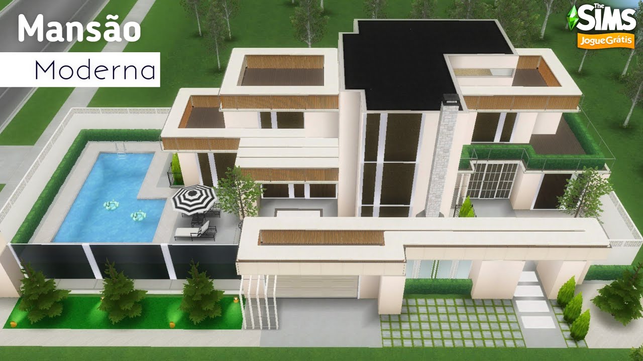 Mansão moderna ⚪🌴 Tutorial de construção e tour pela decoração The Sims Freeplay/Caio Sims