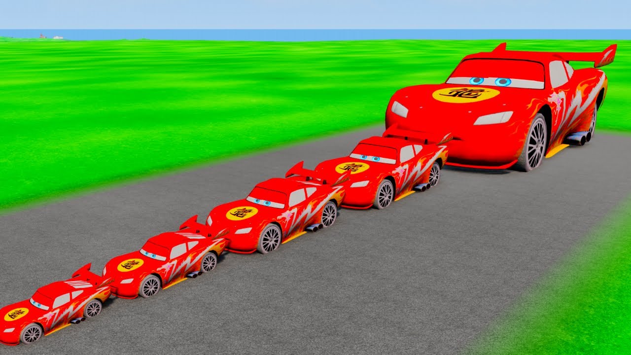 Big & Small Lighning McQueen Cars Vs Thomas Train The Tank Engine Vs Portal Vs Cars_Beamng.drive