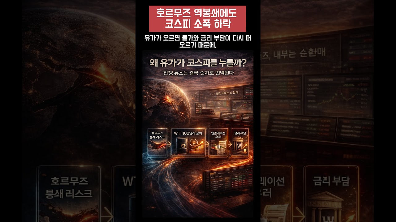 호르무즈 역봉쇄에도 코스피 소폭 하락 #코스피 #코스닥 #한국증시 #주식뉴스 #경제뉴스 #유가 #호르무즈해협 #중동리스크 #반도체 #알루미늄 #광통신 #LSELECTRIC