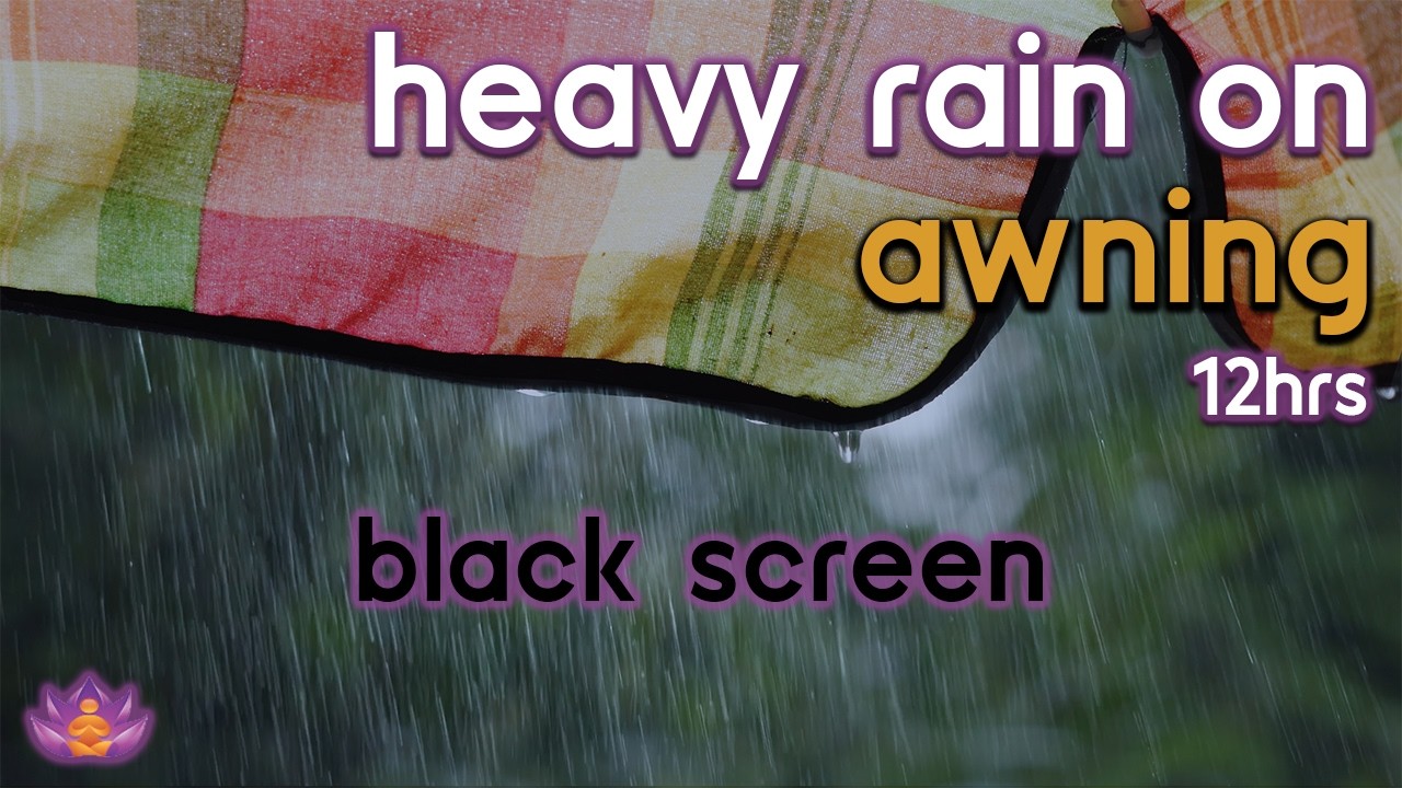 [Black Screen] Relaxing Under an Awning | Heavy Rain on Awning &ndash; No Thunder | Sleep Rain Sounds