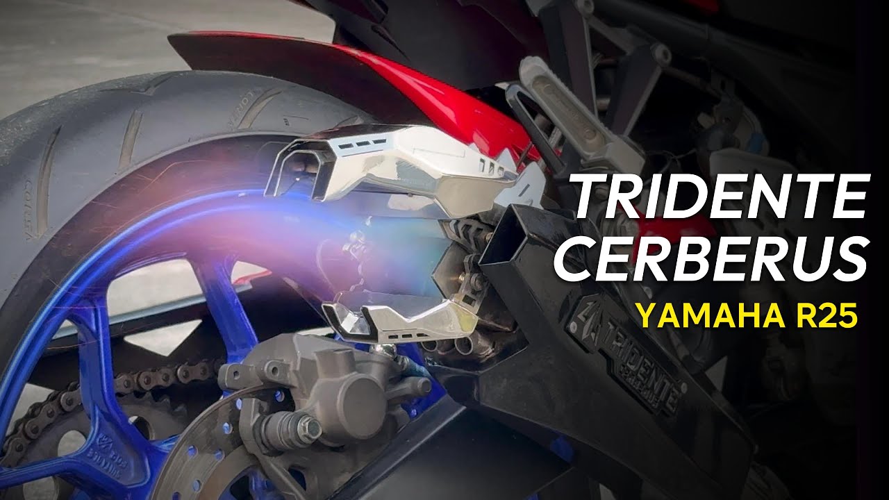 Robotic Exhaust Tridente Cerberus on Yamaha R25