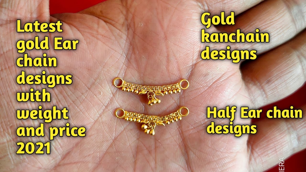 gold Ear chains designs with weight& price 2021/gold earrings @saijewellerssj16