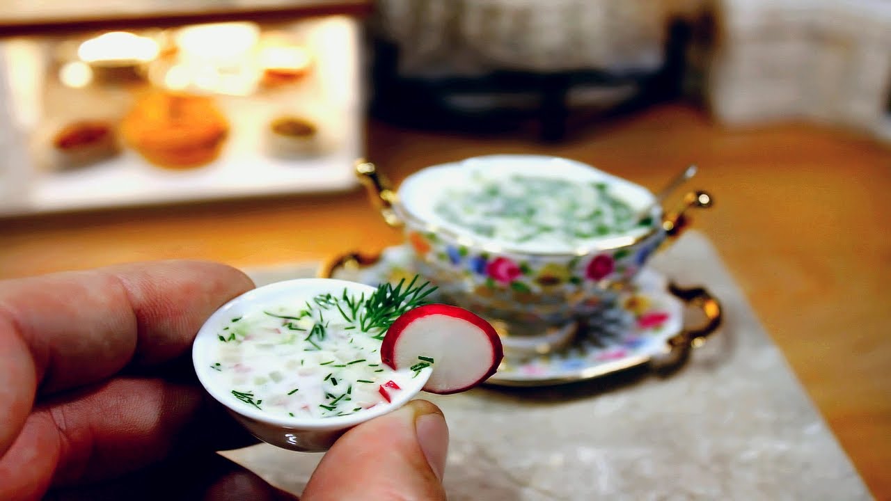 Самая вкусная МИНИ-окрошка.Настоящая МИНИ-еда .. # miniaturelifediu #miniature#Minikitchen #Tinyfood