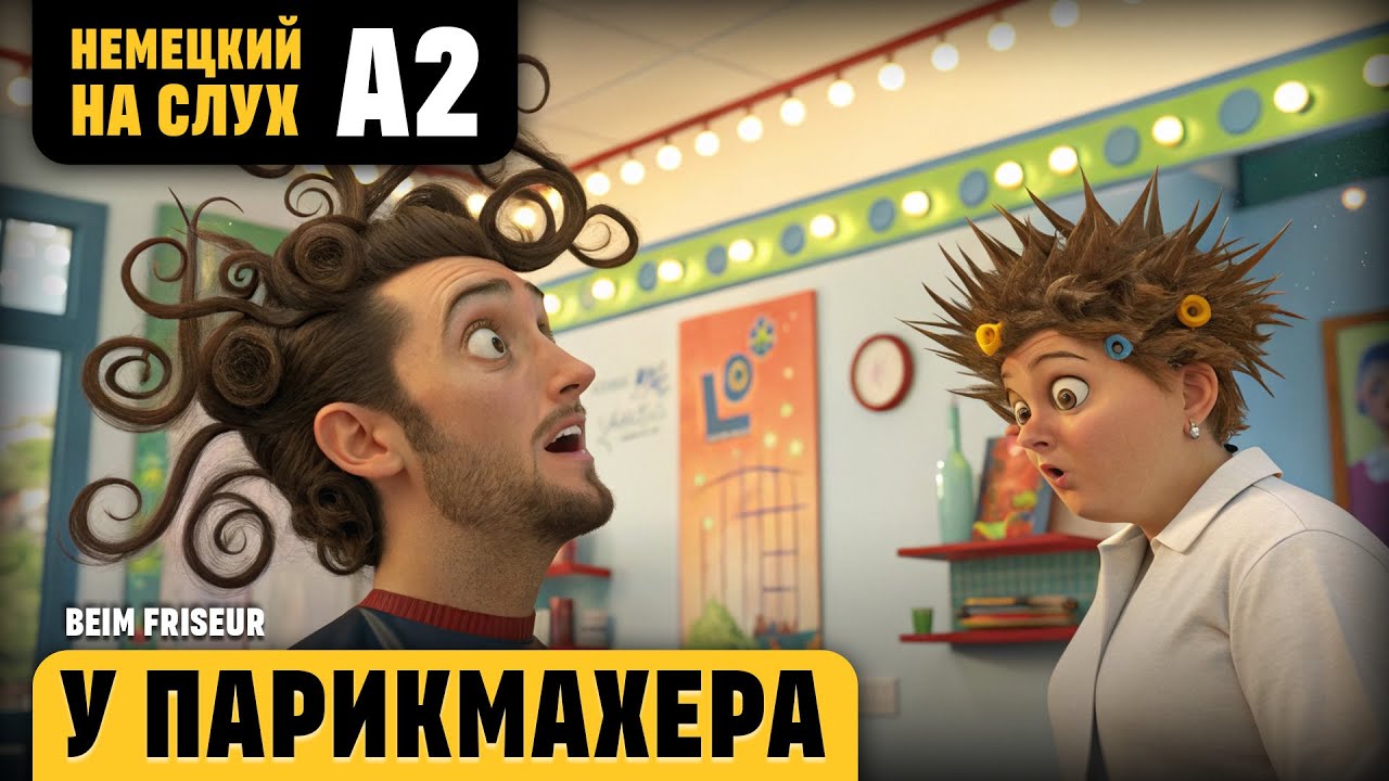 У парикмахера. Веселый рассказ (уровень А2). Слушаем и понимаем немецкий
