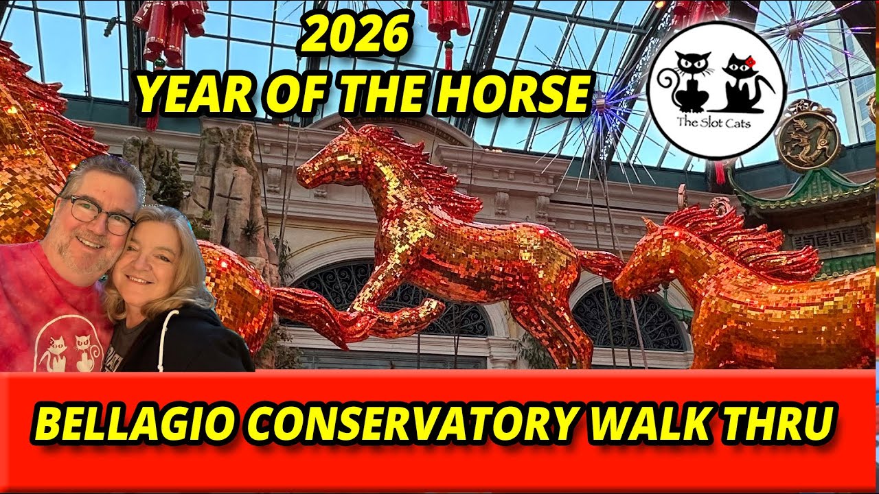 WALK THRU THE BELLAGIO CONSERVATORY 2026 YEAR OF THE HORSE! #theslotcats #bellagioconservatory