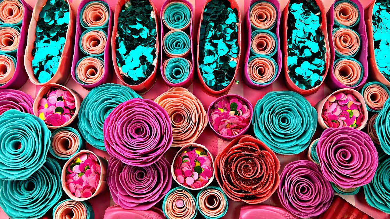 Crushing soap boxes with glitter ✨ soap roses ✨