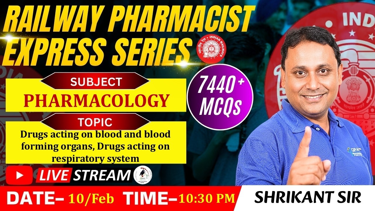 L- 94 | Drugs acting on Blood & Respiratory System- Pharmacology | RAILWAY(RRB) PHARMACIST EXPRESS