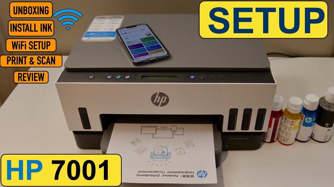 HP Smart Tank 7001 Setup, Unboxing, Fill Ink Tank, Load Paper, Wireless Setup, Review.