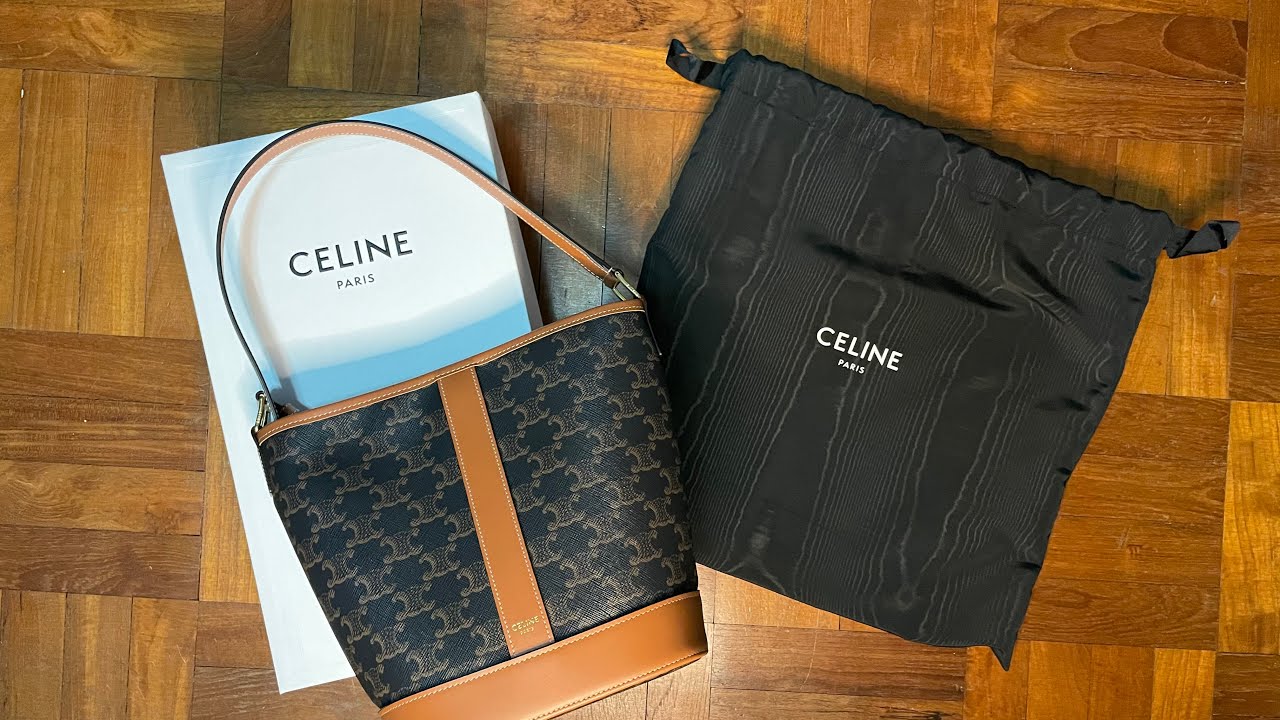 Celine Small Bucket in Triomphe Canvas and Calfskin in Tan colour - Unboxing & What fits!