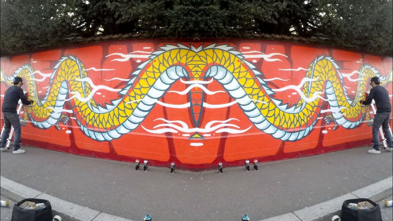 Huang Long, graffiti time-lapse par Kekli - Boulevard du Graff - Chartres 2019