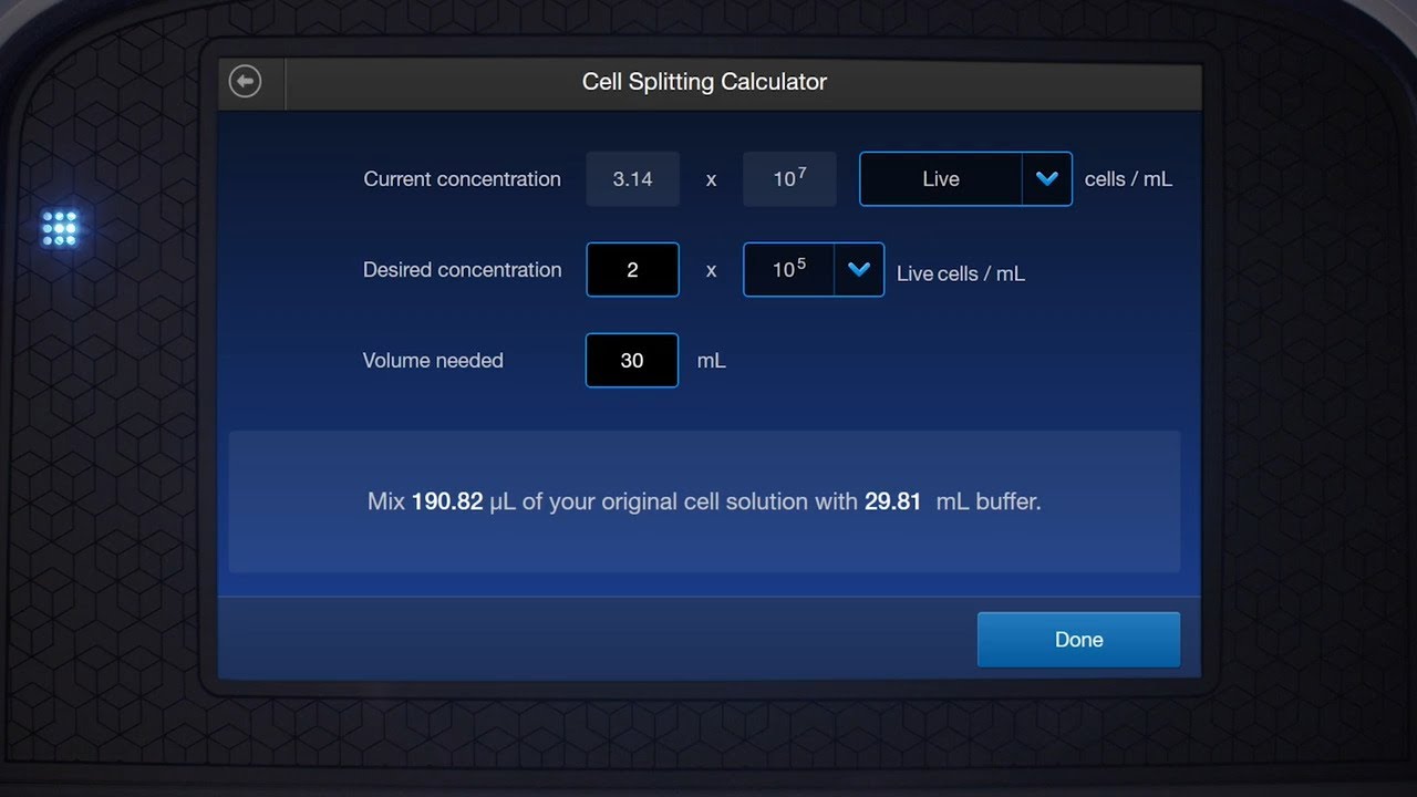 How to use on-board calculators on Countess 3 Automated Cell Counters