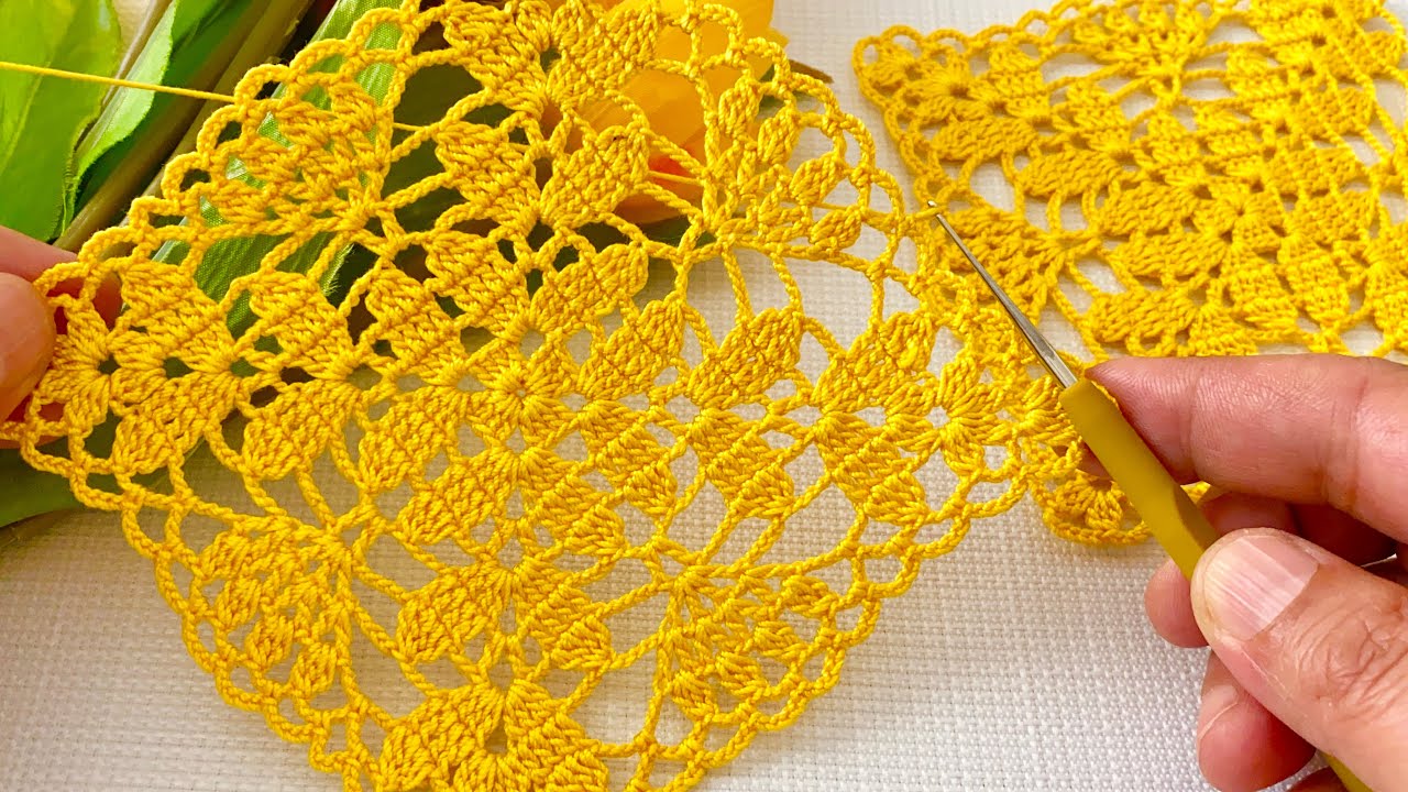 💛Incredibly Crochet Motif✨How to Make a Square Pattern for Runners and Blouses