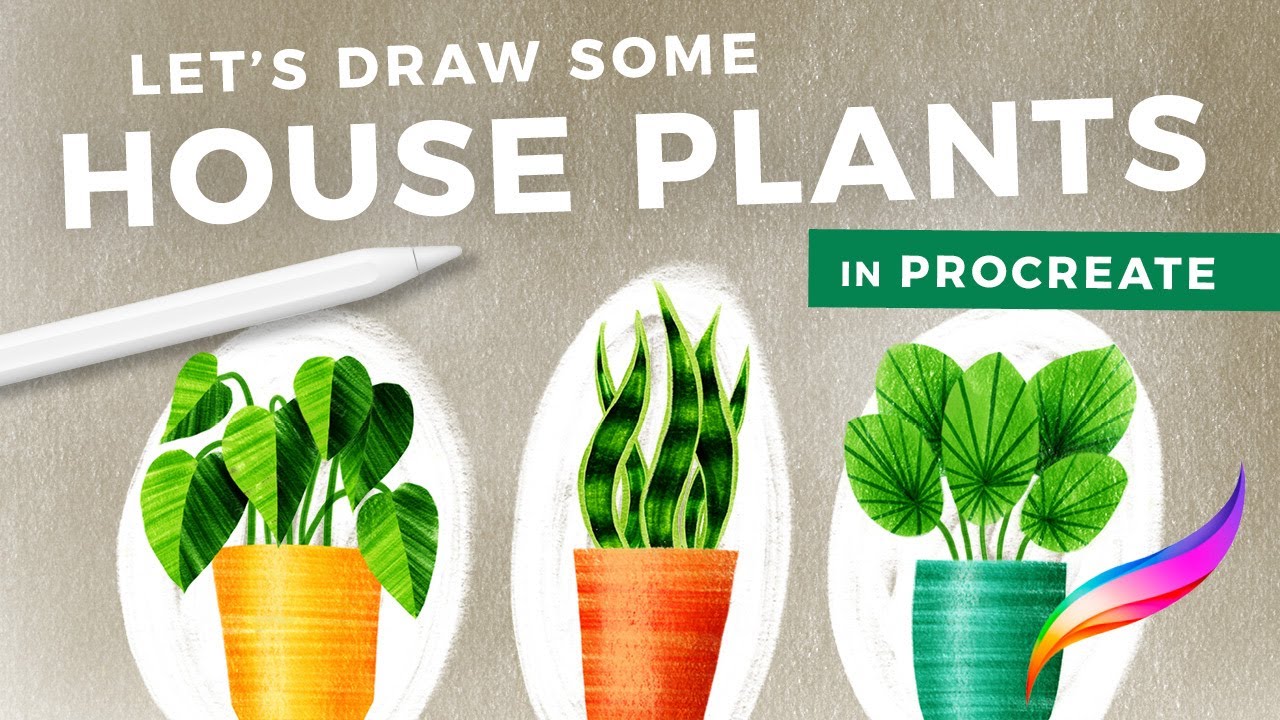 How to Draw House Plants! Procreate Drawing Class - Stay Home and Draw