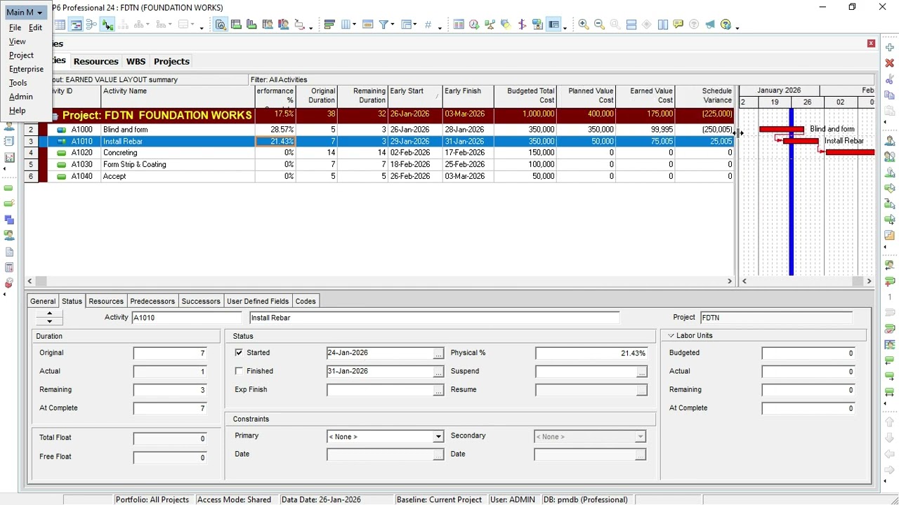 Schedule Preparation, monitoring and Update - Work Step Method
