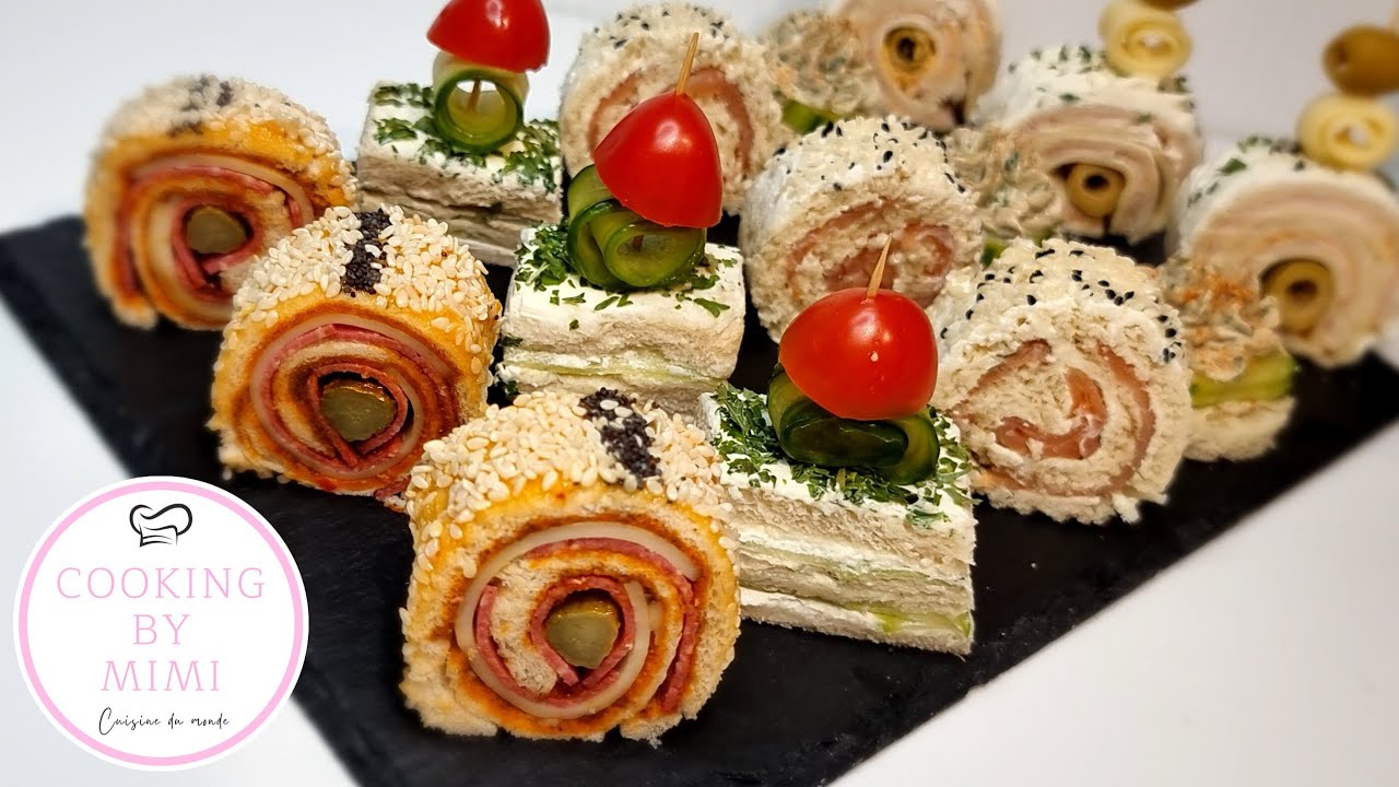 Minis salés à base de pain de mie garnitures diverses recette facile et rapide