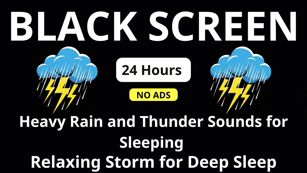🔴 Heavy Rain and Thunder Sounds for Sleeping – Black Screen | Relaxing Storm for Deep Sleep