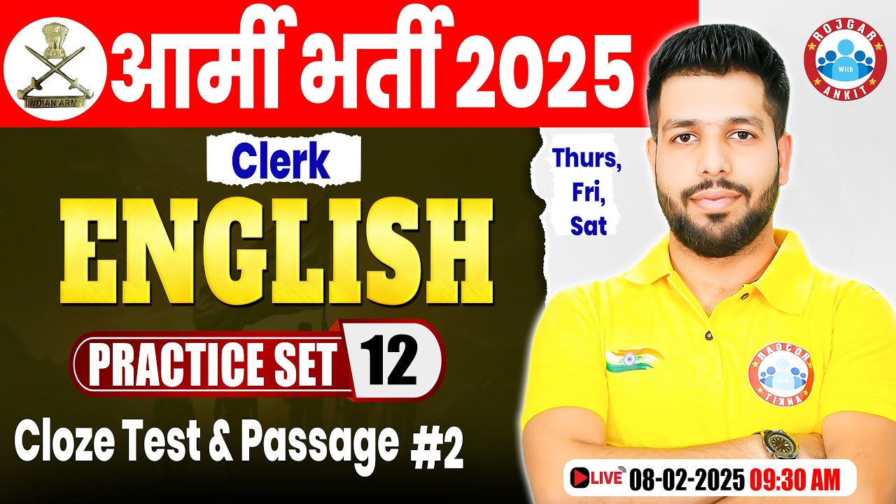 Army Clerk Practice Set 2025 | Cloze Test & Passage | English for Army Clerk By Anuj Sir