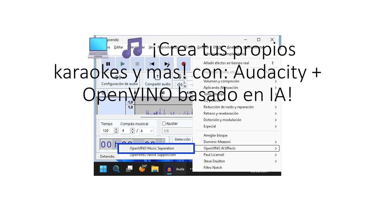 💻 🎵 ¡Crea tus propios karaokes y más! con: Audacity + OpenVINO basado en IA!