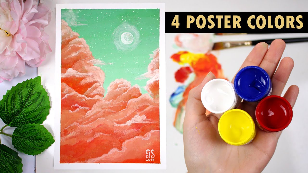Easy Poster Color Painting for Beginners | How to Paint Clouds | Tagalog Philippines