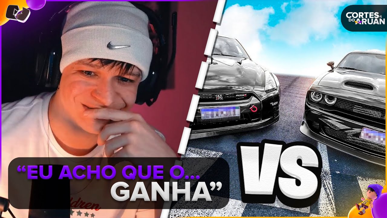 ARUAN REAGE: O RACHA MAIS AGUARDADO NISSAN GTR VS DODGE CHALLENGER (RENATO GARCIA) - Cortes do Aruan