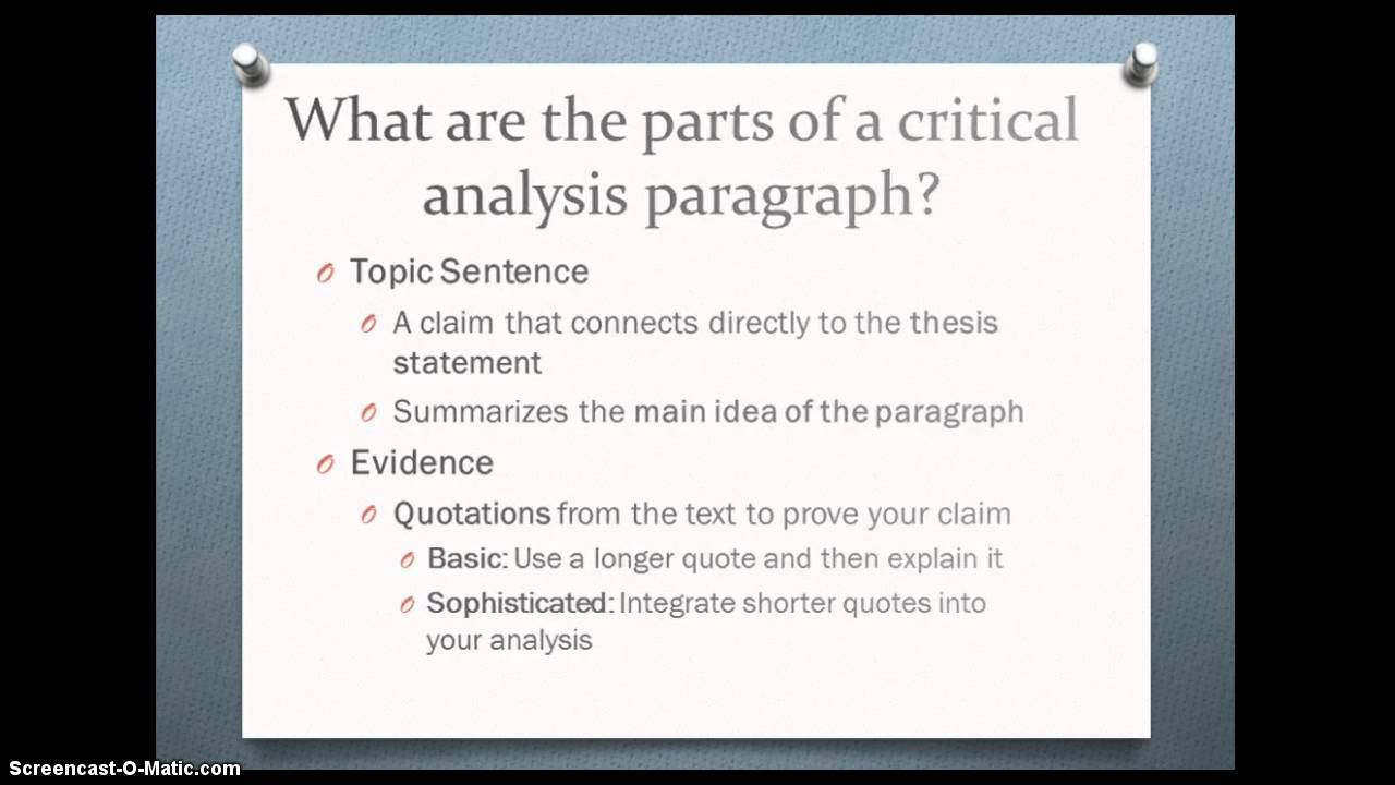 Critical Analysis Body Paragraph Tutorial