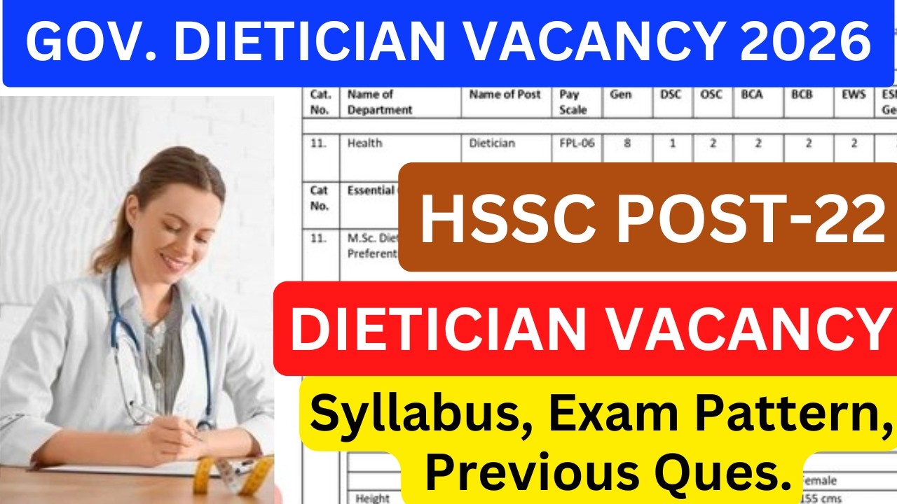 Government  Dietician Vacancy 2026 | HSSC Dietician Syllabus #dietician #aiims