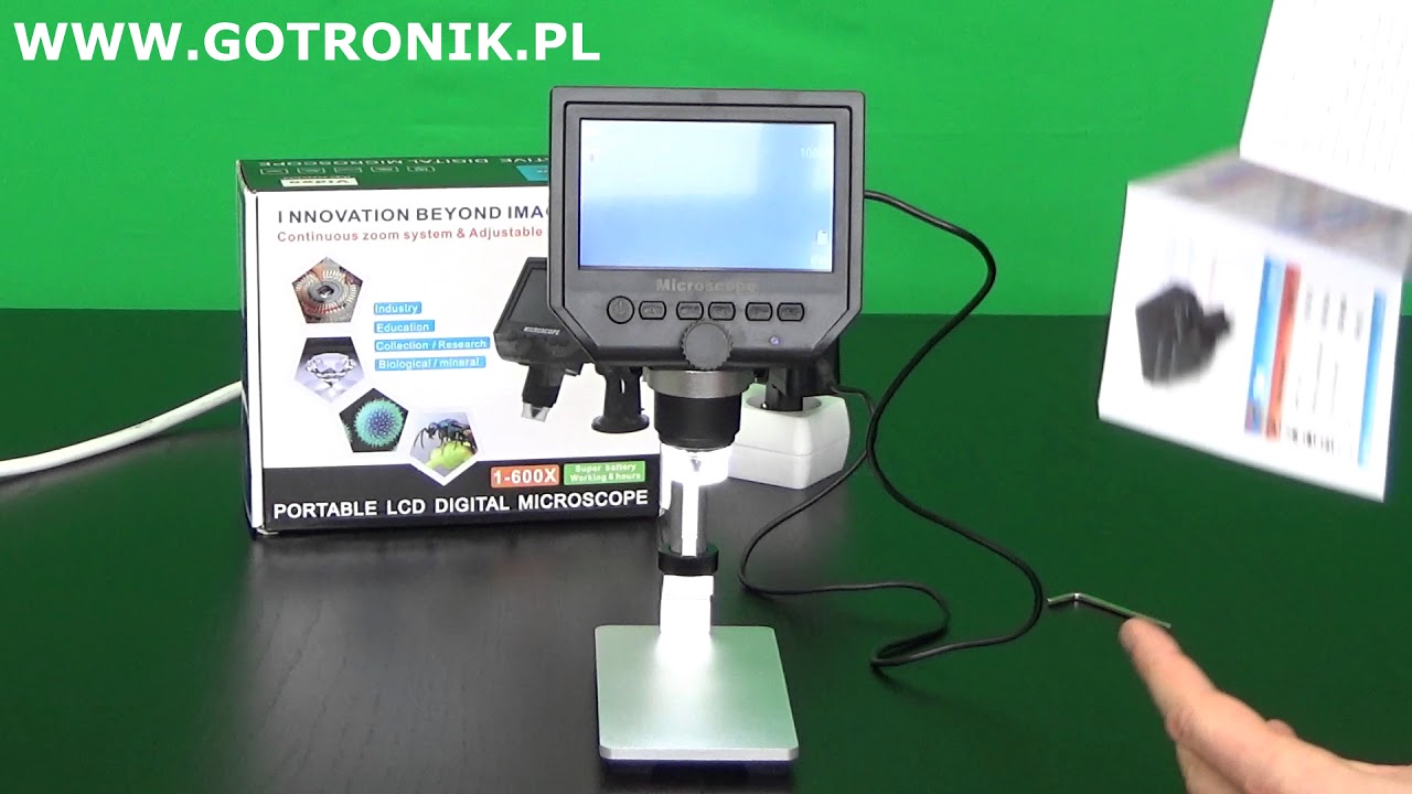 Mikroskop cyfrowy 600x + LCD + 8 Led + statyw [cz.5]