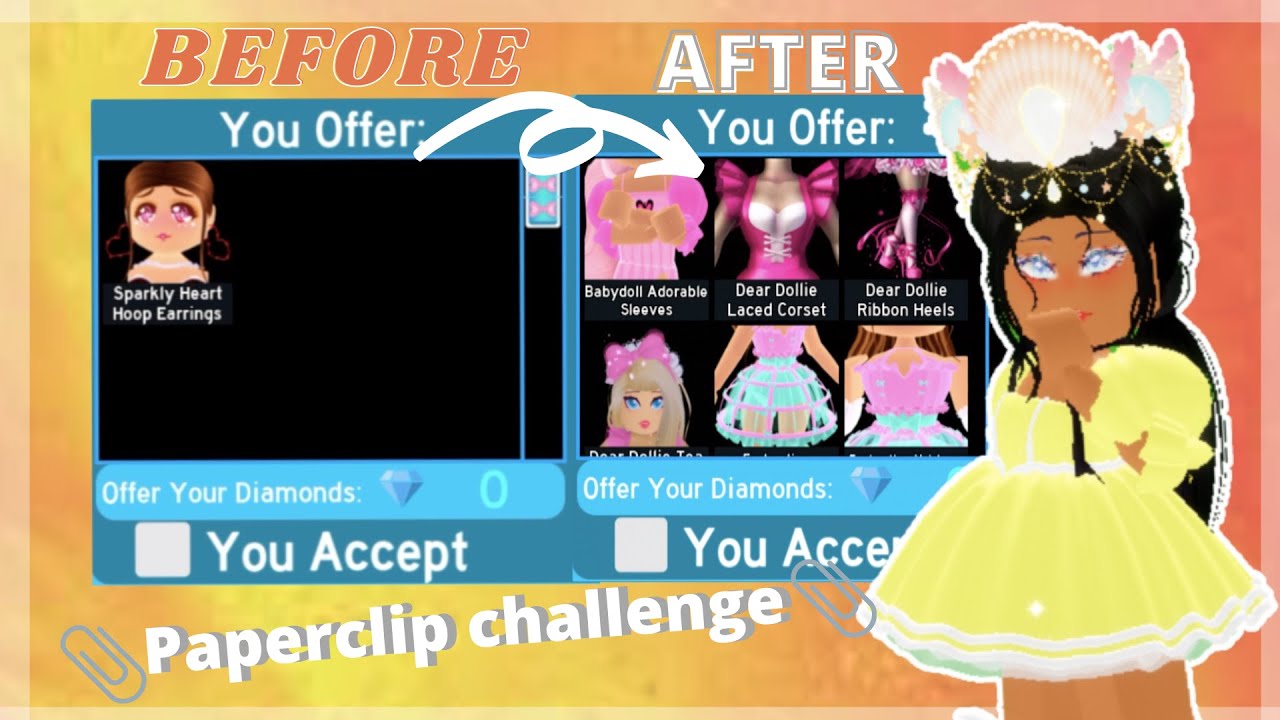 I tried the PAPERCLIP CHALLENGE  in royale high pt.2!