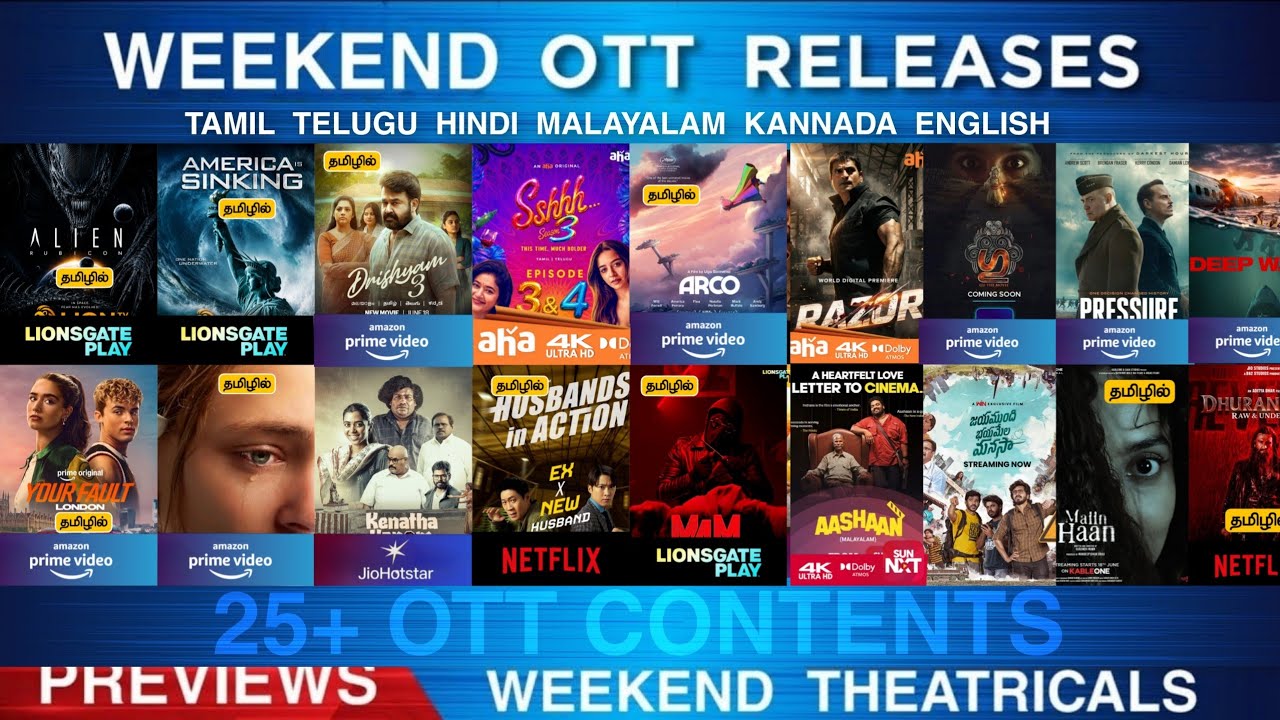 Weekend OTT Releases Final List | 25 OTT contents In Tamil Telugu Hindi & Dubs | Previews | New OTT