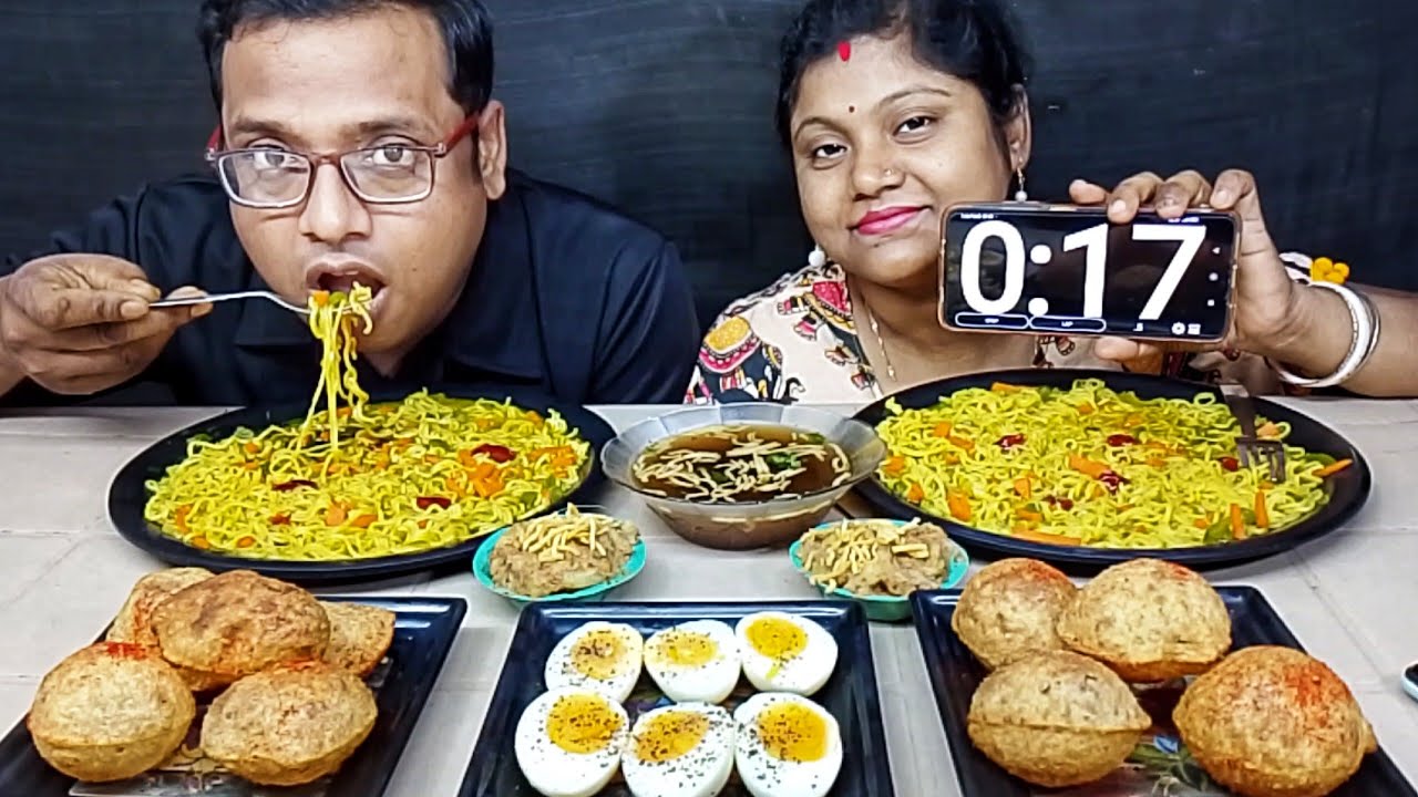PANIPURI FUCHKA MAGGI NOODLES BOIL EGG EATING CHALLENGE // food family blogs 