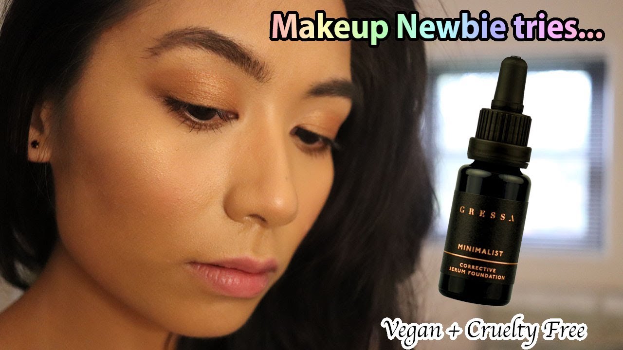 MAKEUP NEWBIE TRIES THE GRESSA MINIMALIST CORRECTIVE SERUM FOUNDATION | CRUELTY FREE & VEGAN