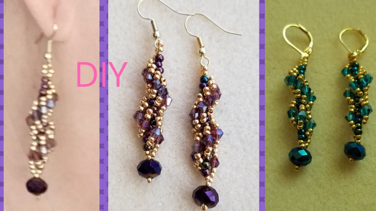 Spiral Rope Beaded Earrings DIY Beading Tutorial How to make Beaded Jewelry / Bicone  and Seed Beads