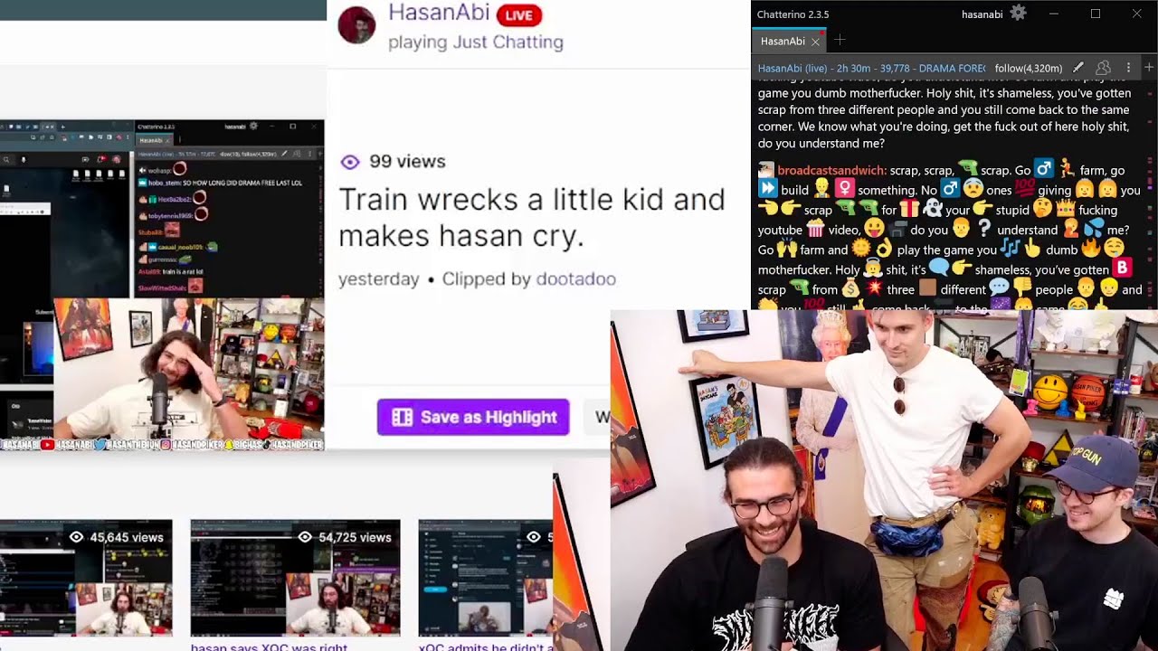 Hasan and Ludwig reacts to Trainwrecks rants on a kid on Rust while betraying Mitch Jones