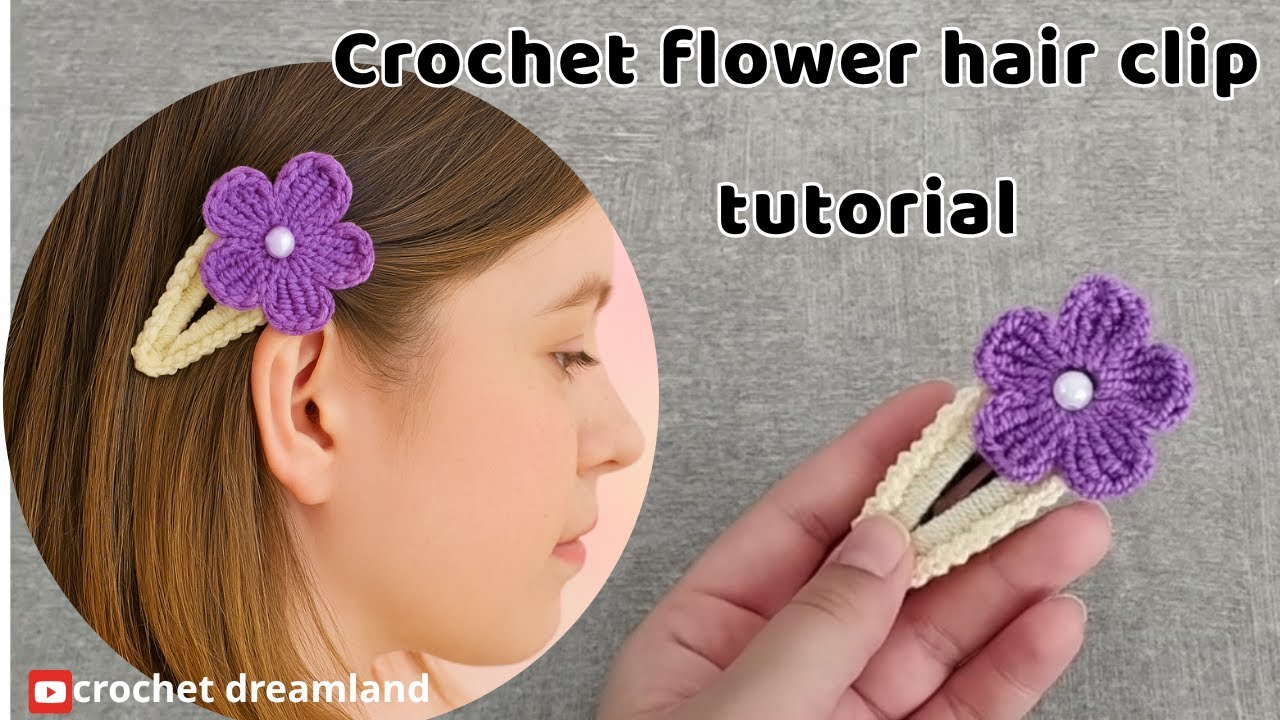 Easy crochet flower hair clip