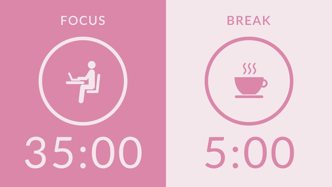 35/5 Pomodoro Timer with Pink Noise 🎧 4-Hour Study with Me for Deep Focus & ADHD ✨