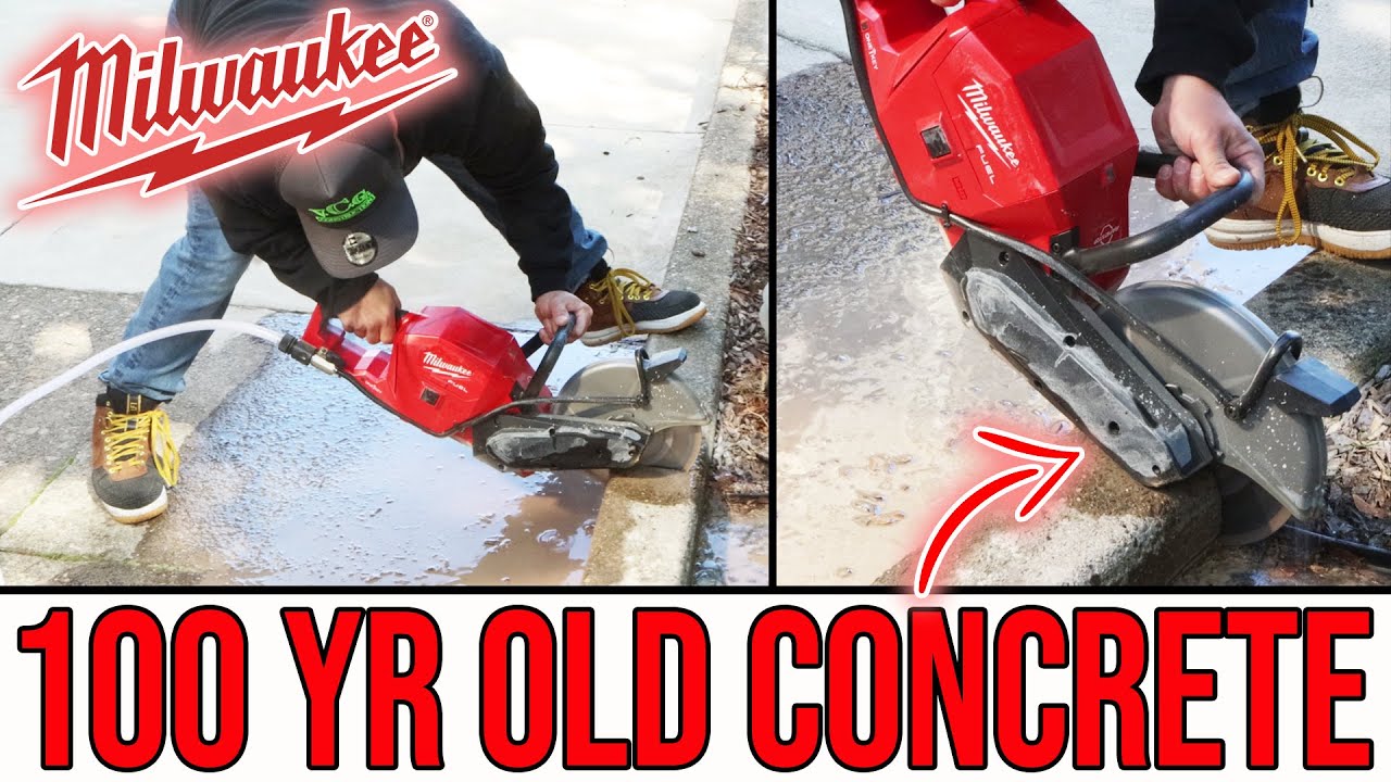 MILWAUKEE TOOL 9 inch Demo Saw Cutting (SUPER HARD) 100yr OLD CONCRETE