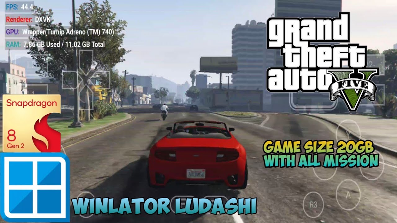 GTA 5 Lite | Winlator Ludashi 2.8.2 | 20GB Game Size With All Mission | SD 8 Gen 2 