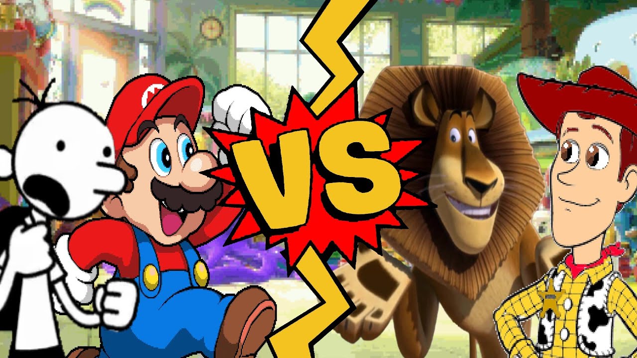 M.U.G.E.N Battles | Mario/Greg Heffley vs Woody/Alex the Lion