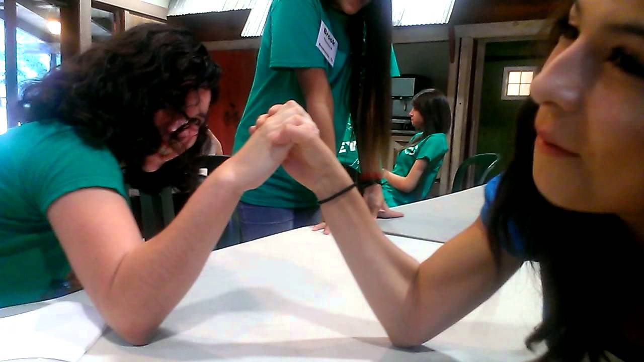 Arm wrestling at homeschool camp!