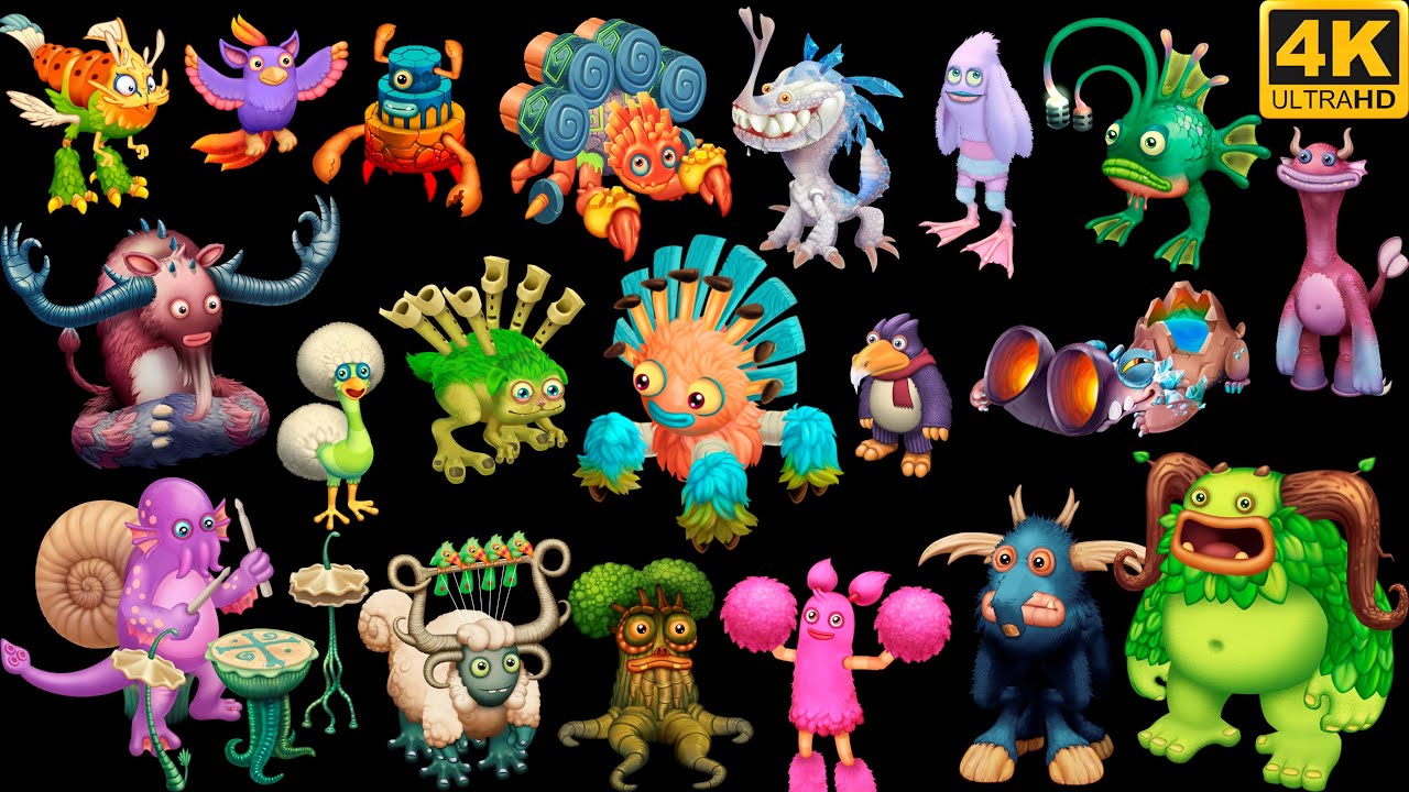 Cloud Island - All Monster Sounds and Animations (My Singing Monsters: Dawn of Fire) 4k