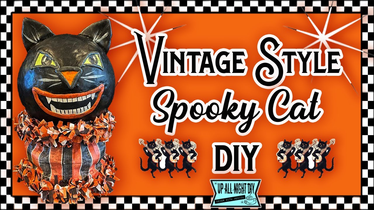 Vintage Halloween Spooky Cat Lantern