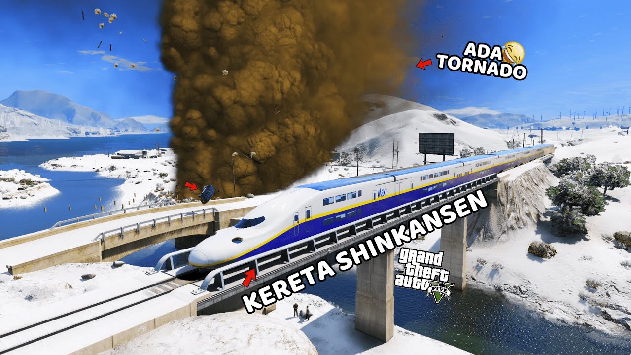 KERETA SHINKANSEN MELAWAN TORNADO DI GTA 5 - GTA 5 MOD