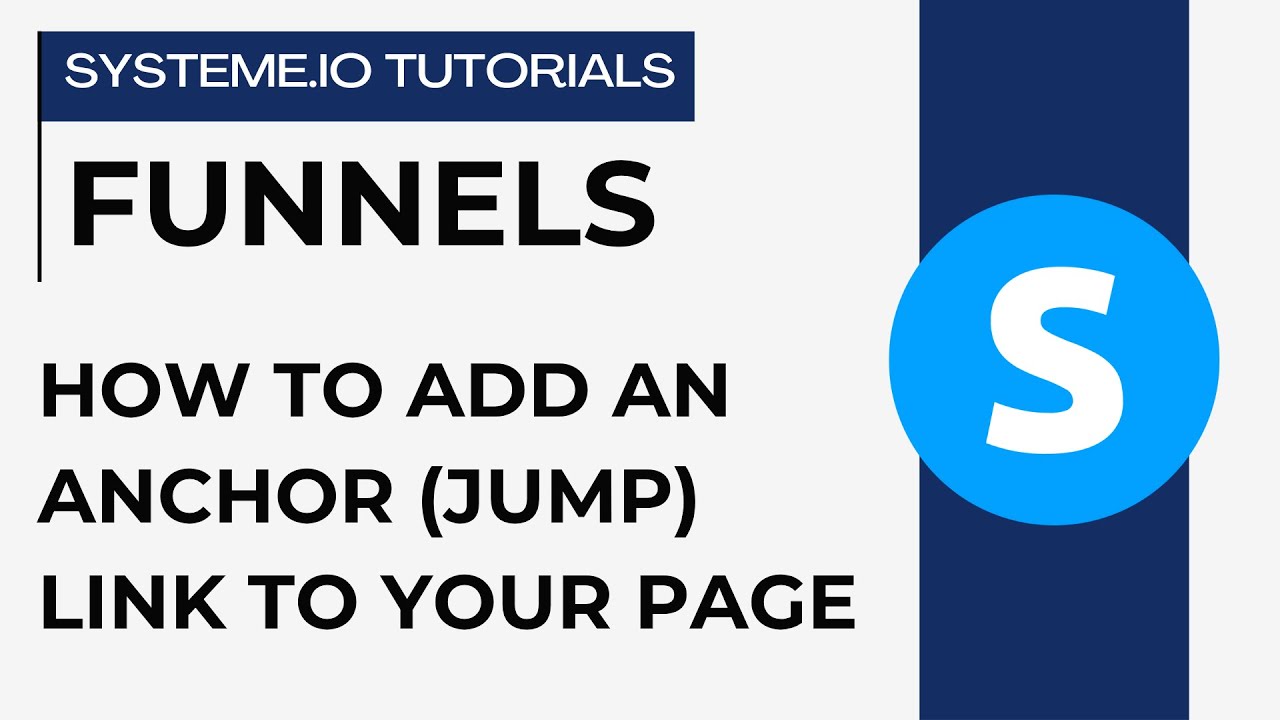 How to add an anchor link to jump to a specific part of your page | Systeme.io tutorials