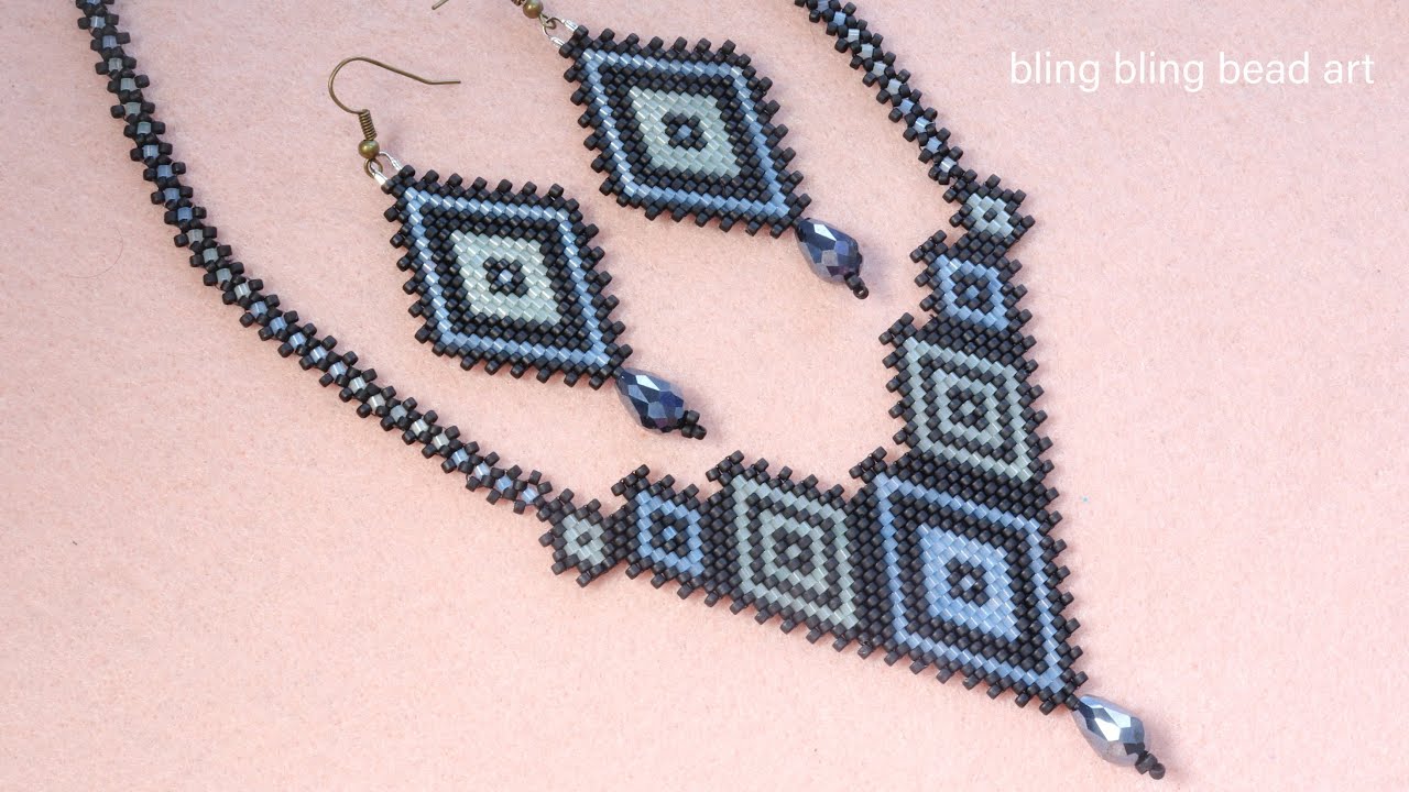 آموزش گوشواره لوزی  با منجوق شیک و سادهBeaded earring Rhombus design easy and elegant tutuorial