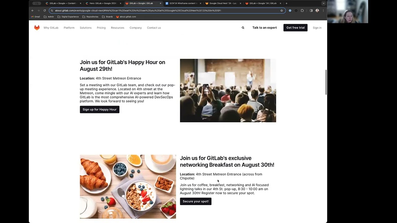 Creating an event landing page using the CMS