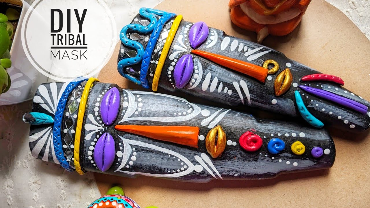 DIY Tribal mask/plastic bottle crafts/best out of waste/mould it clay crafts