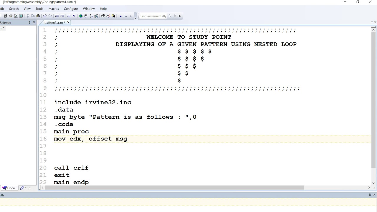 Assembly Language   Nested Loop